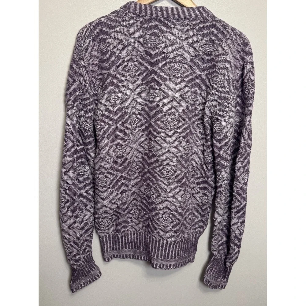 VTG Crew Cotton Fair Isle Purple White Crew Sweater‎ M